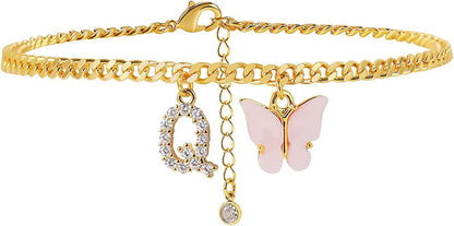 Butterfly & Sparkle Letter Anklet