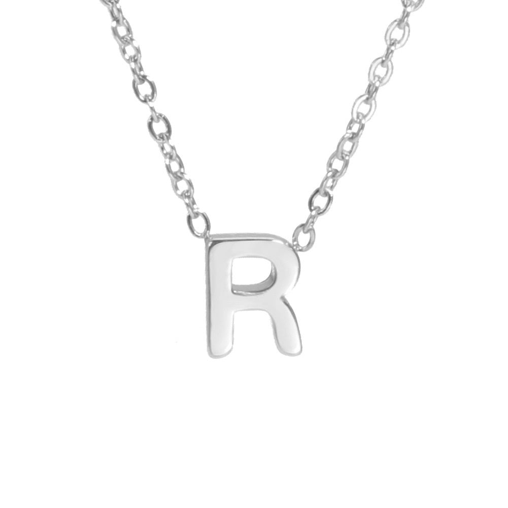 Sharp Silver Initial Necklace – Structured Design with Dual-Sided Chain
