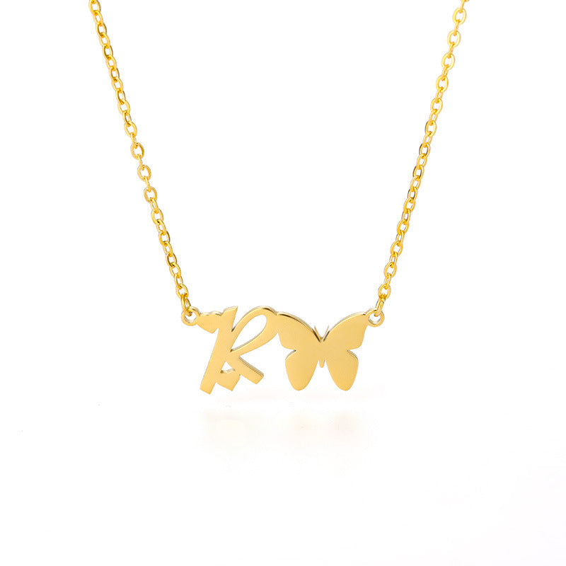 Butterfly Kiss Initial Necklace