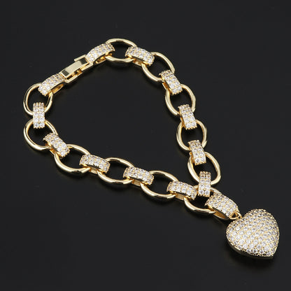 "Radiant Heart" Luxury Gift Set —  Gold Plated Necklace & Bracelet with Pavé Zirconia