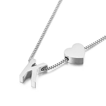 Modern Heart Letter  Necklace