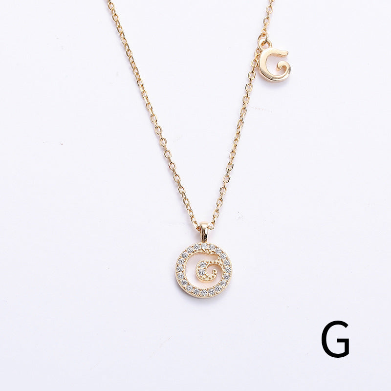 Golden Crystal Cut-Out Initial Necklace