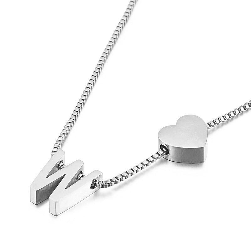 Modern Heart Letter  Necklace