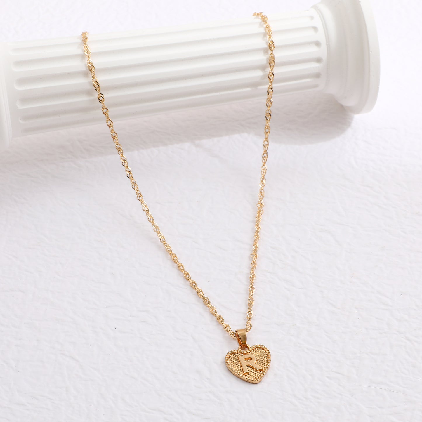 Delicate Dot Heart Initial Necklace