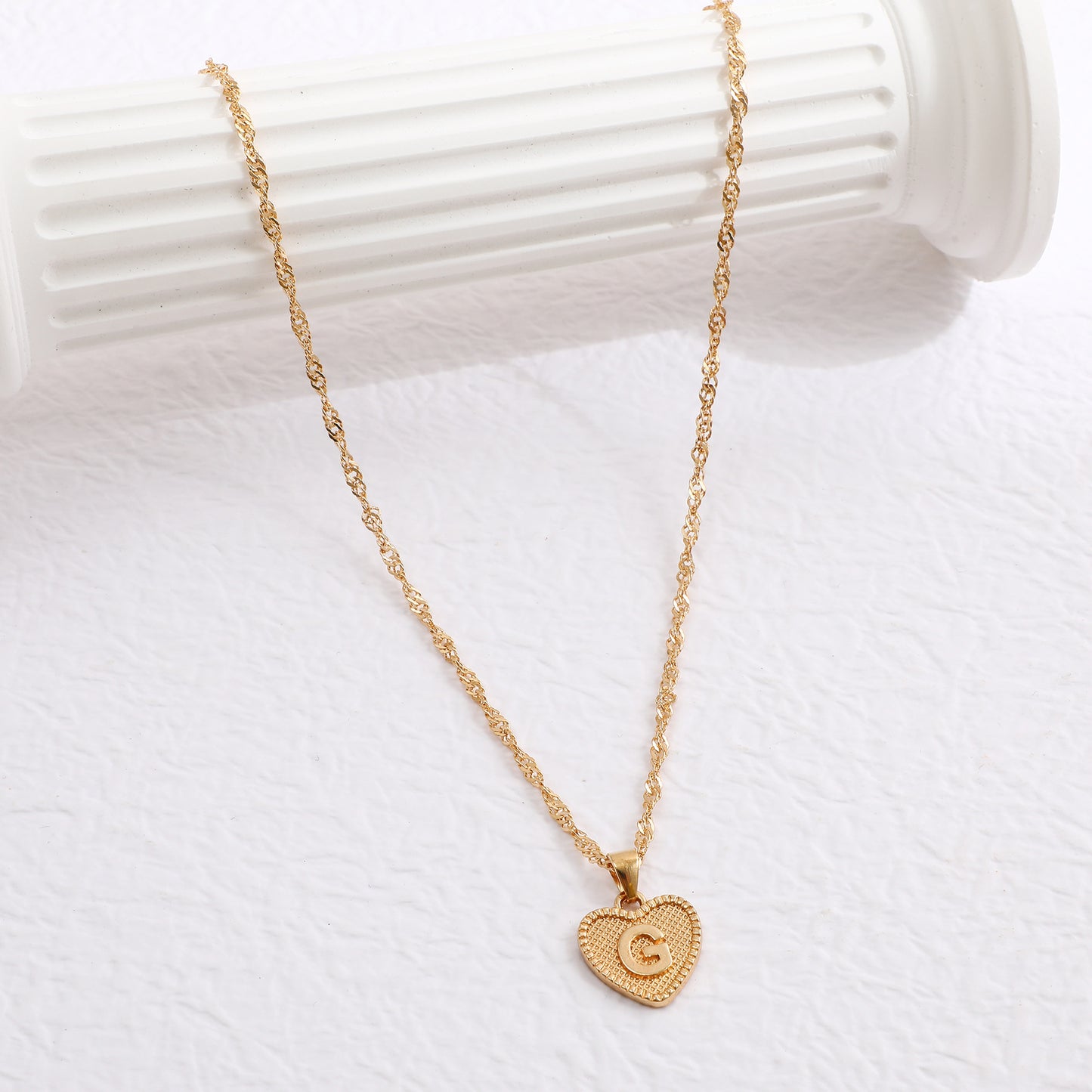 Delicate Dot Heart Initial Necklace