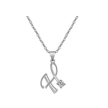 Crystal Script Initial Necklace