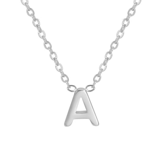 Sharp Silver Initial Necklace – Structured Design with Dual-Sided Chain