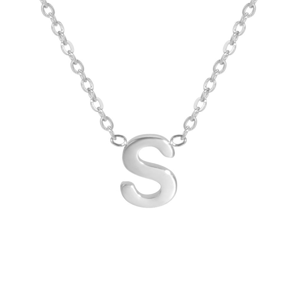 Sharp Silver Initial Necklace – Structured Design with Dual-Sided Chain