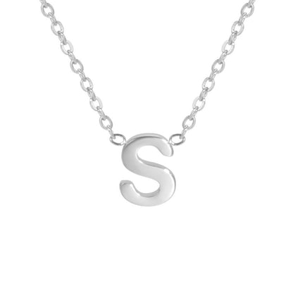 Sharp Silver Initial Necklace – Structured Design with Dual-Sided Chain