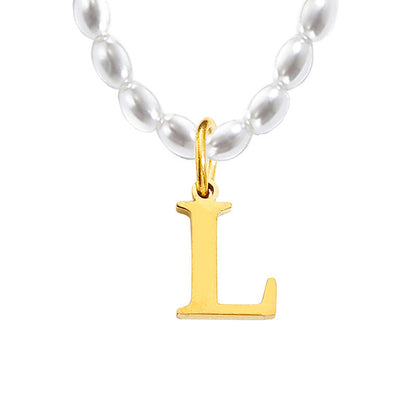 Pearl Charm Letter Necklace
