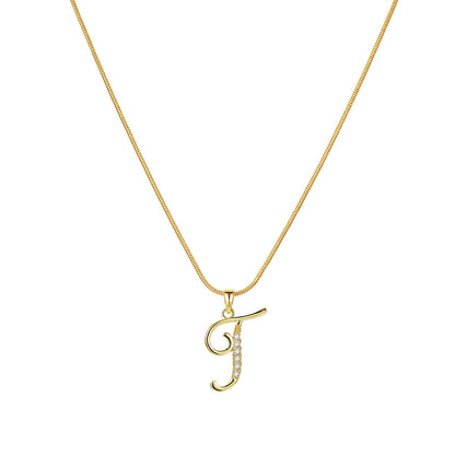Crystal Elegant Flat Letter Necklace – Personalized Jewelry