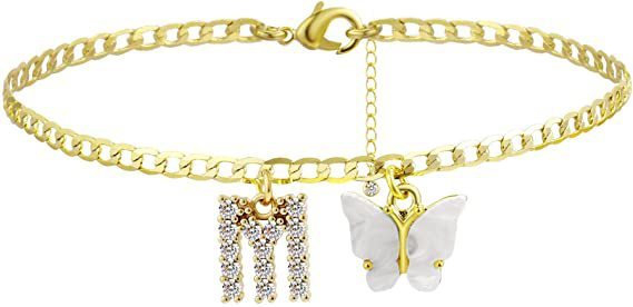 Butterfly & Sparkle Letter Anklet