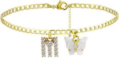 Butterfly & Sparkle Letter Anklet