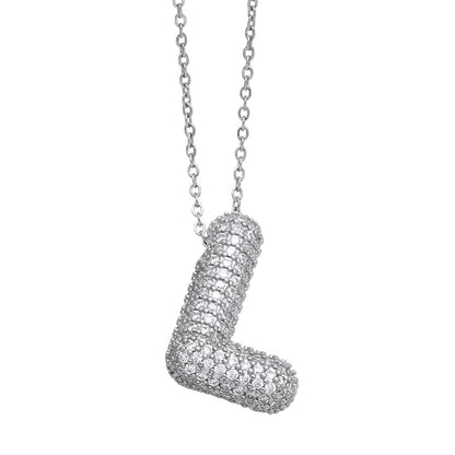 Crystal Fashion Bubble Letter Necklace