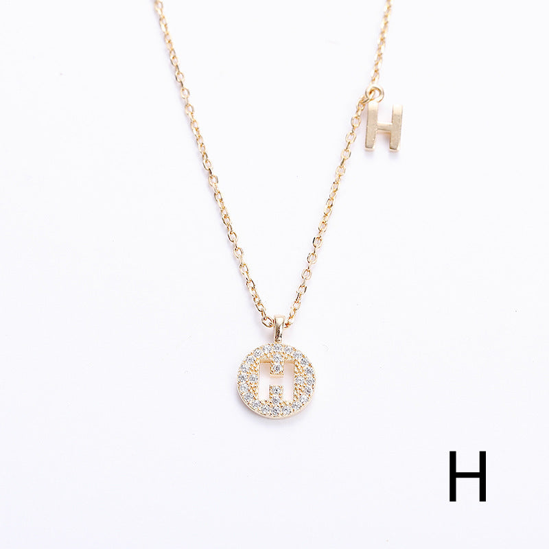Golden Crystal Cut-Out Initial Necklace