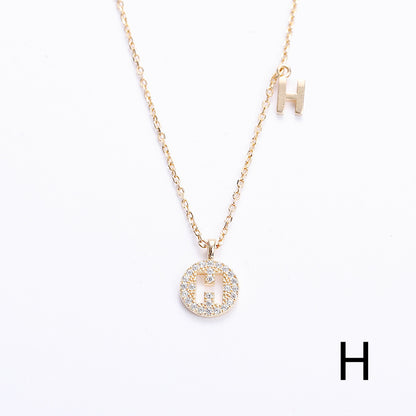Golden Crystal Cut-Out Initial Necklace
