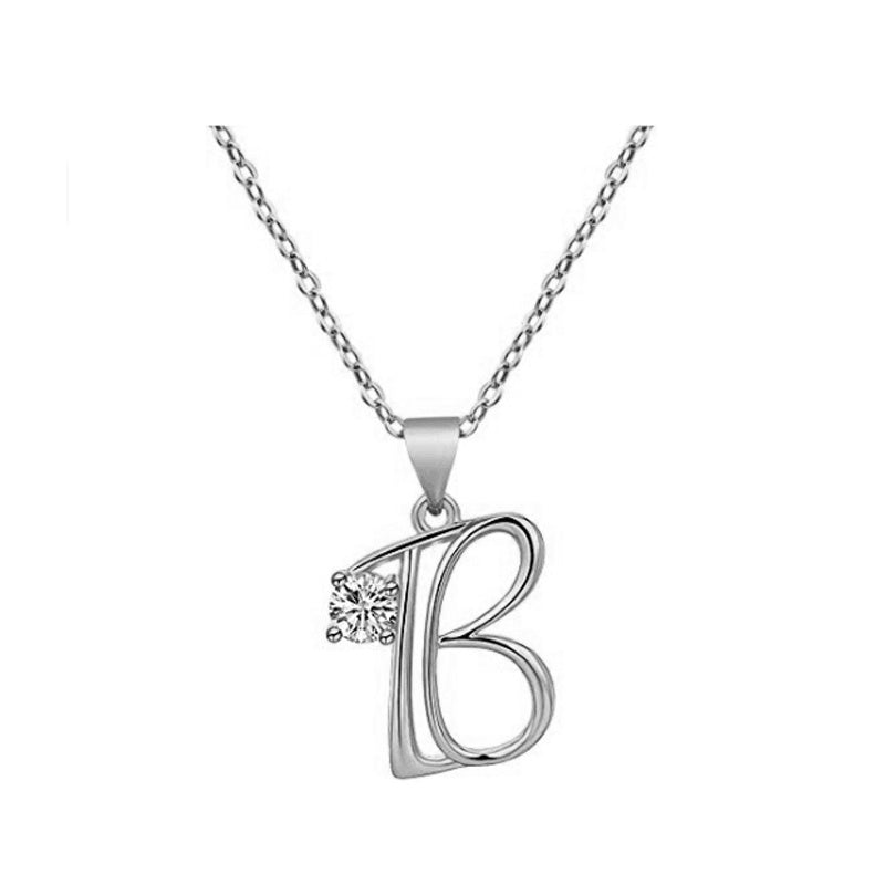 Crystal Script Initial Necklace