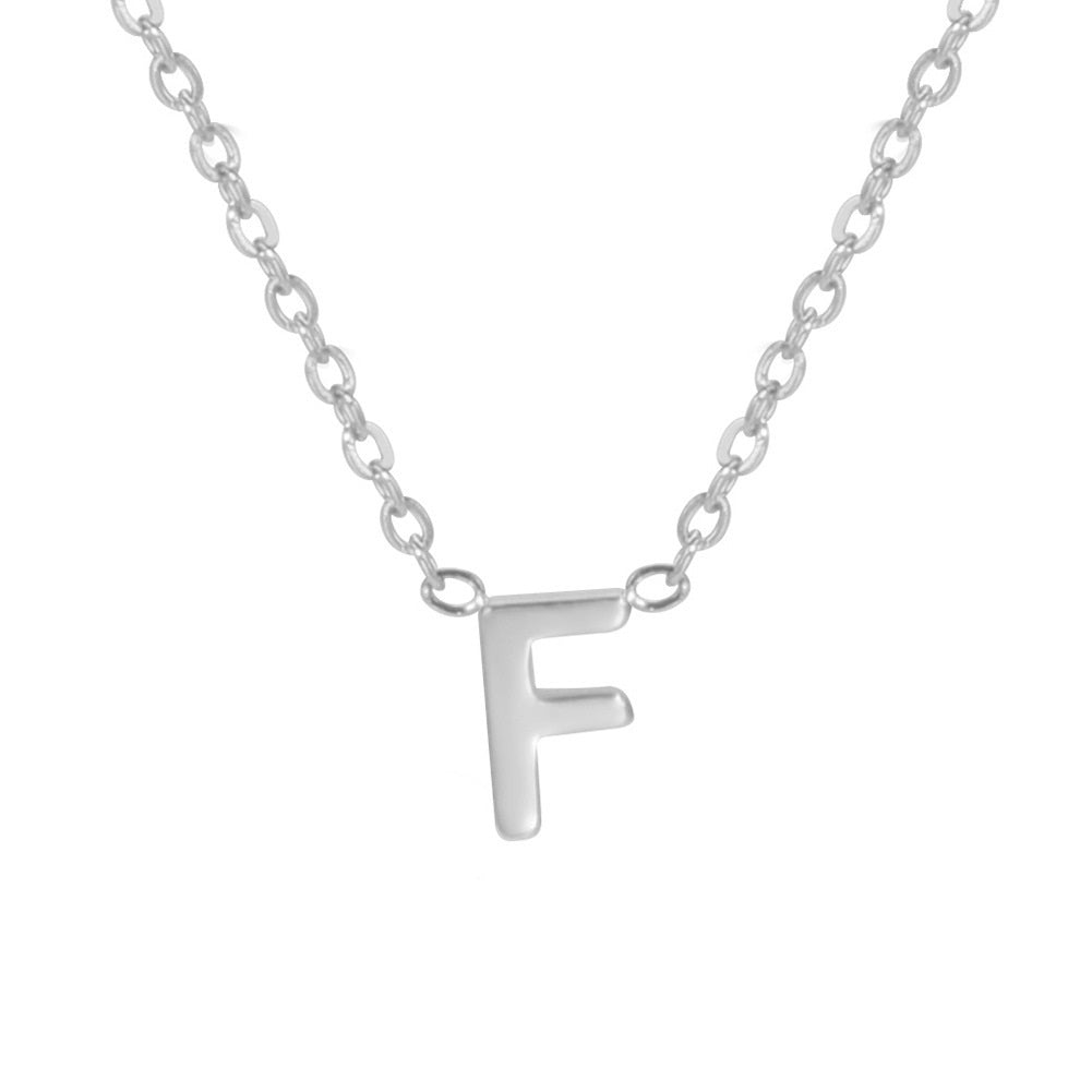 Sharp Silver Initial Necklace – Structured Design with Dual-Sided Chain