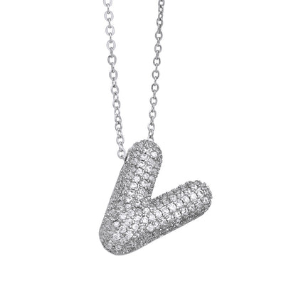 Crystal Fashion Bubble Letter Necklace