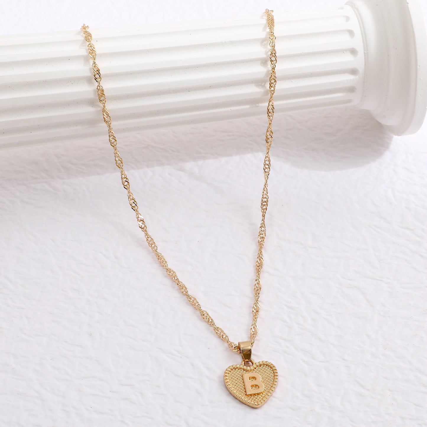Delicate Dot Heart Initial Necklace