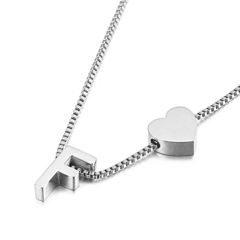 Modern Heart Letter  Necklace