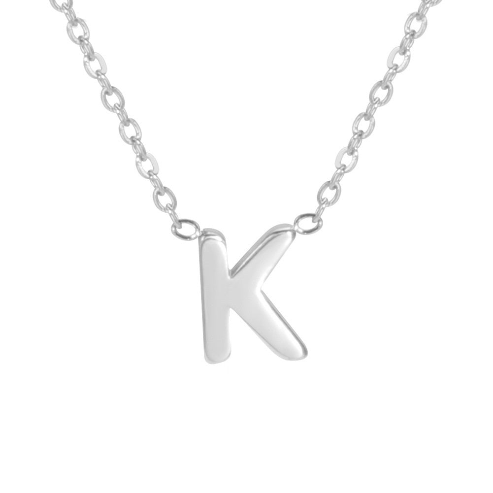 Sharp Silver Initial Necklace – Structured Design with Dual-Sided Chain