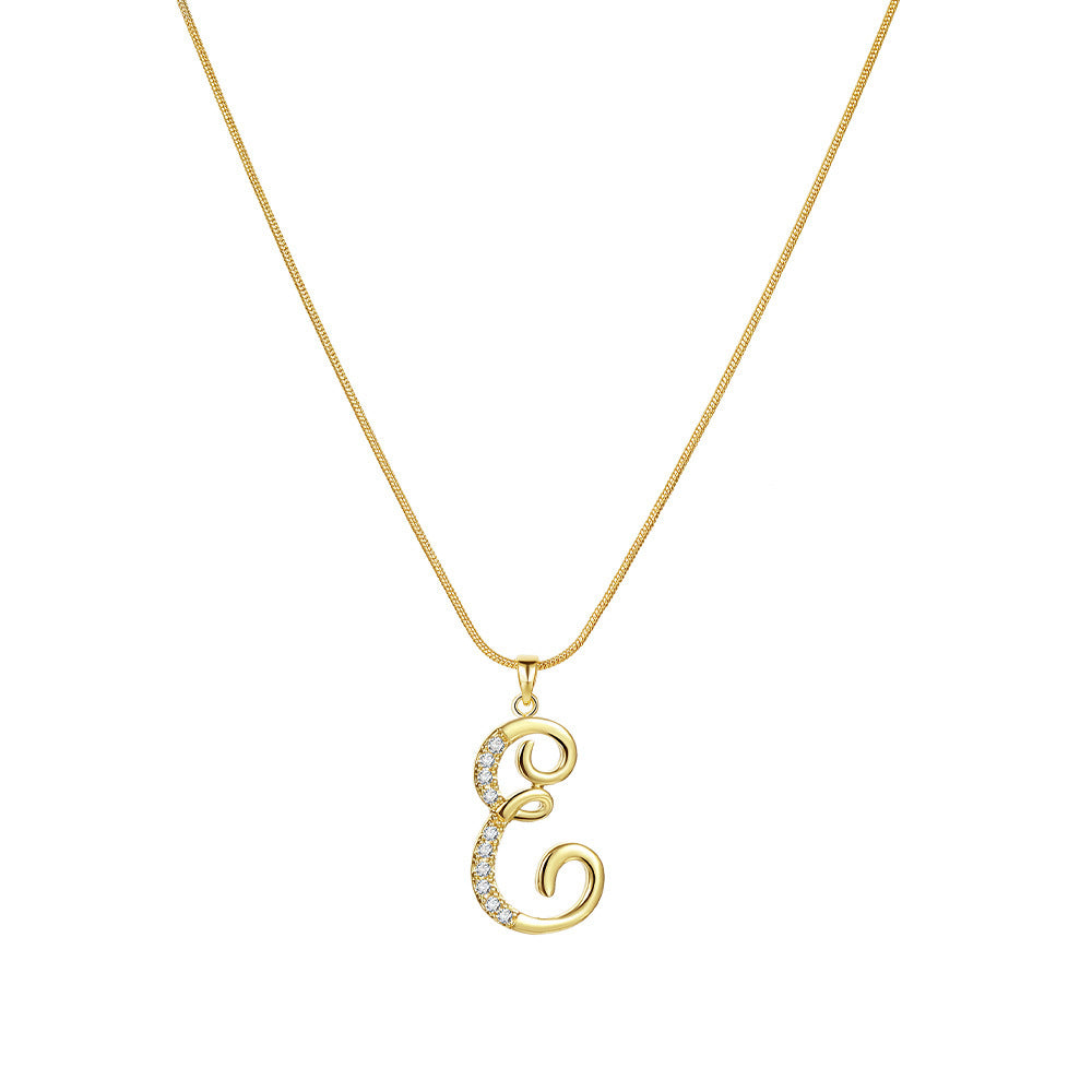 Crystal Elegant Flat Letter Necklace – Personalized Jewelry