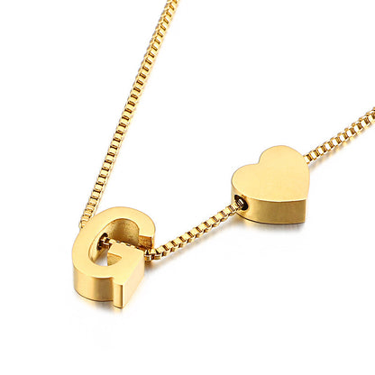 Modern Heart Letter  Necklace