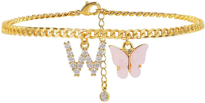 Butterfly & Sparkle Letter Anklet