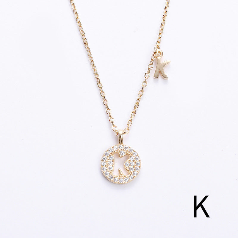 Golden Crystal Cut-Out Initial Necklace