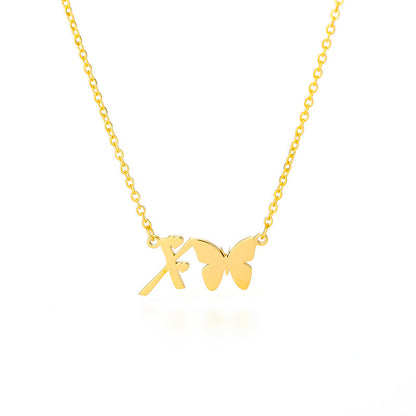 Butterfly Kiss Initial Necklace