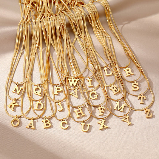 Classic Gold Flat Letter Necklace – Timeless Personalized Jewelry