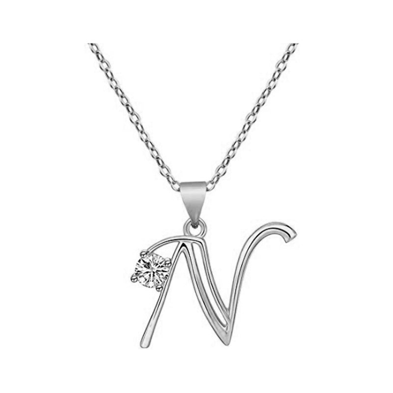 Crystal Script Initial Necklace