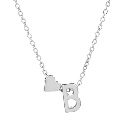 Tiny Heart & Letter Necklace