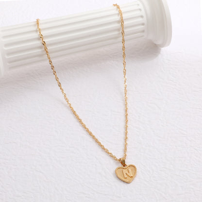 Delicate Dot Heart Initial Necklace