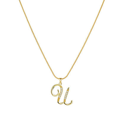 Crystal Elegant Flat Letter Necklace – Personalized Jewelry
