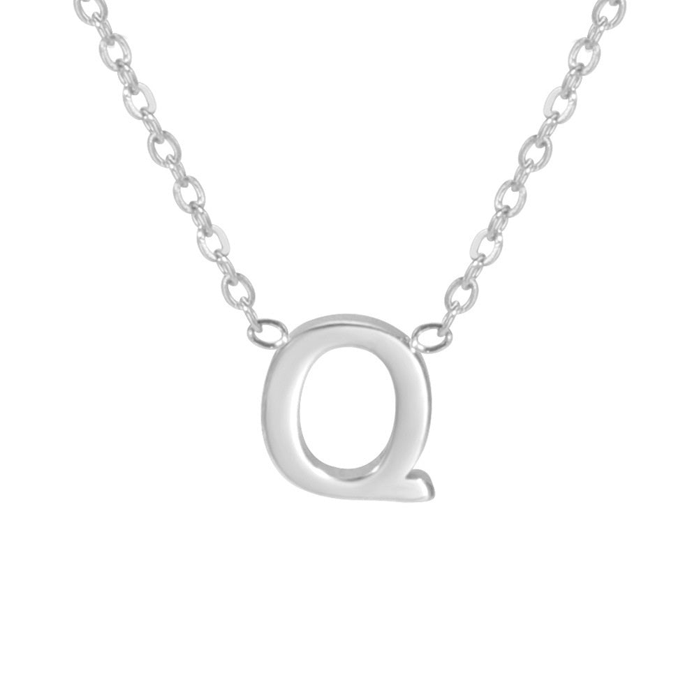 Sharp Silver Initial Necklace – Structured Design with Dual-Sided Chain