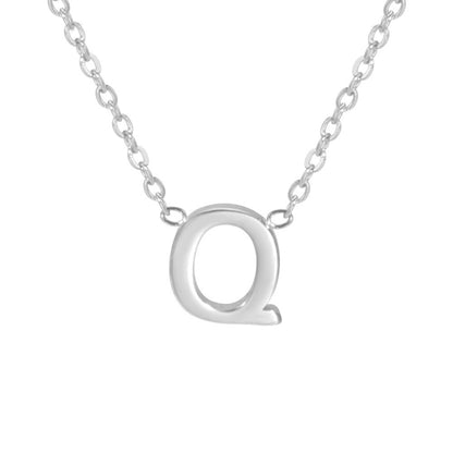 Sharp Silver Initial Necklace – Structured Design with Dual-Sided Chain