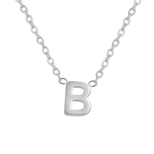Sharp Silver Initial Necklace – Structured Design with Dual-Sided Chain