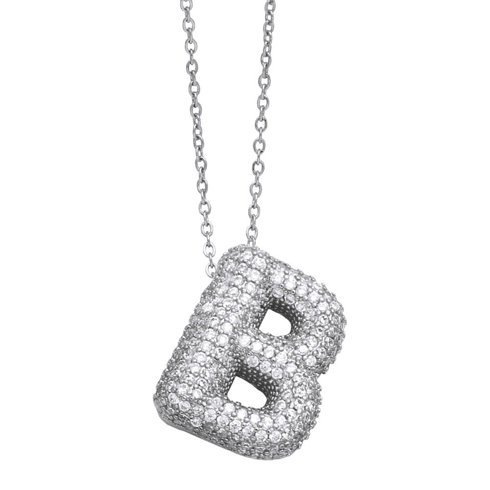 Crystal Fashion Bubble Letter Necklace