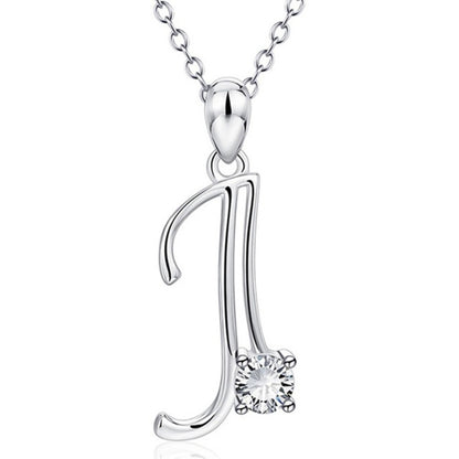 Crystal Script Initial Necklace