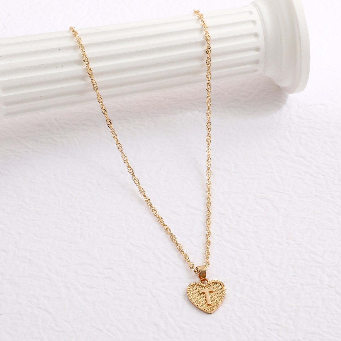 Delicate Dot Heart Initial Necklace