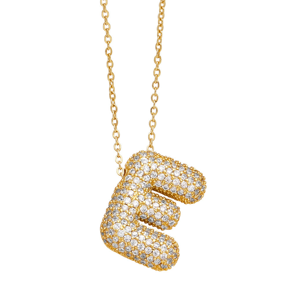 Crystal Fashion Bubble Letter Necklace