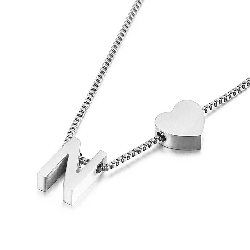 Modern Heart Letter  Necklace