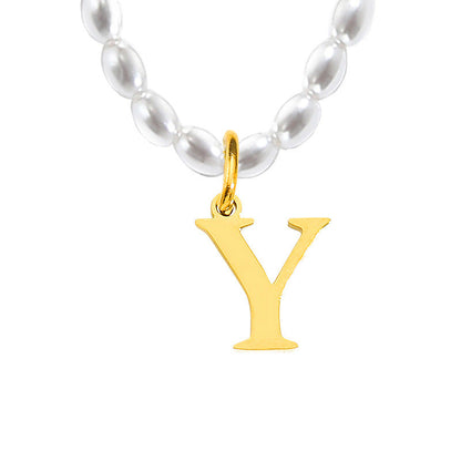 Pearl Charm Letter Necklace