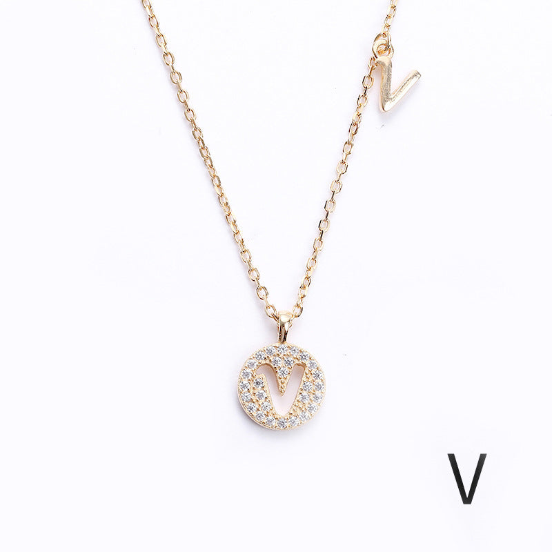Golden Crystal Cut-Out Initial Necklace