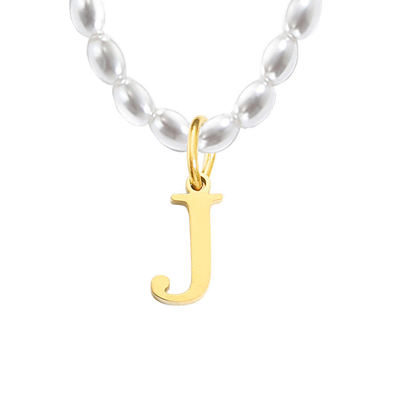 Pearl Charm Letter Necklace