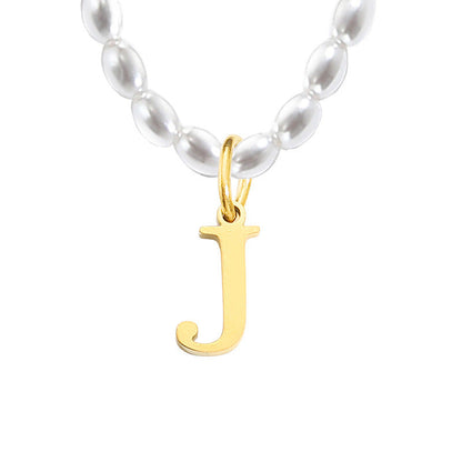 Pearl Charm Letter Necklace