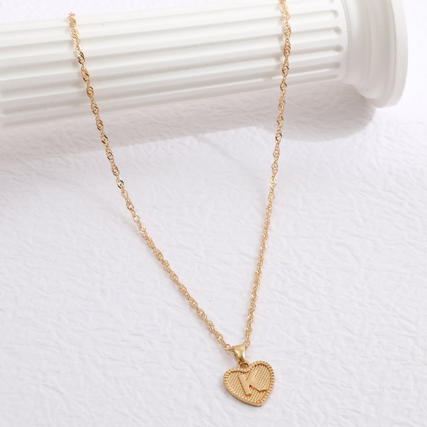Delicate Dot Heart Initial Necklace