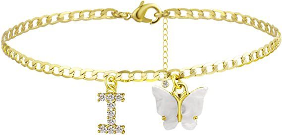 Butterfly & Sparkle Letter Anklet